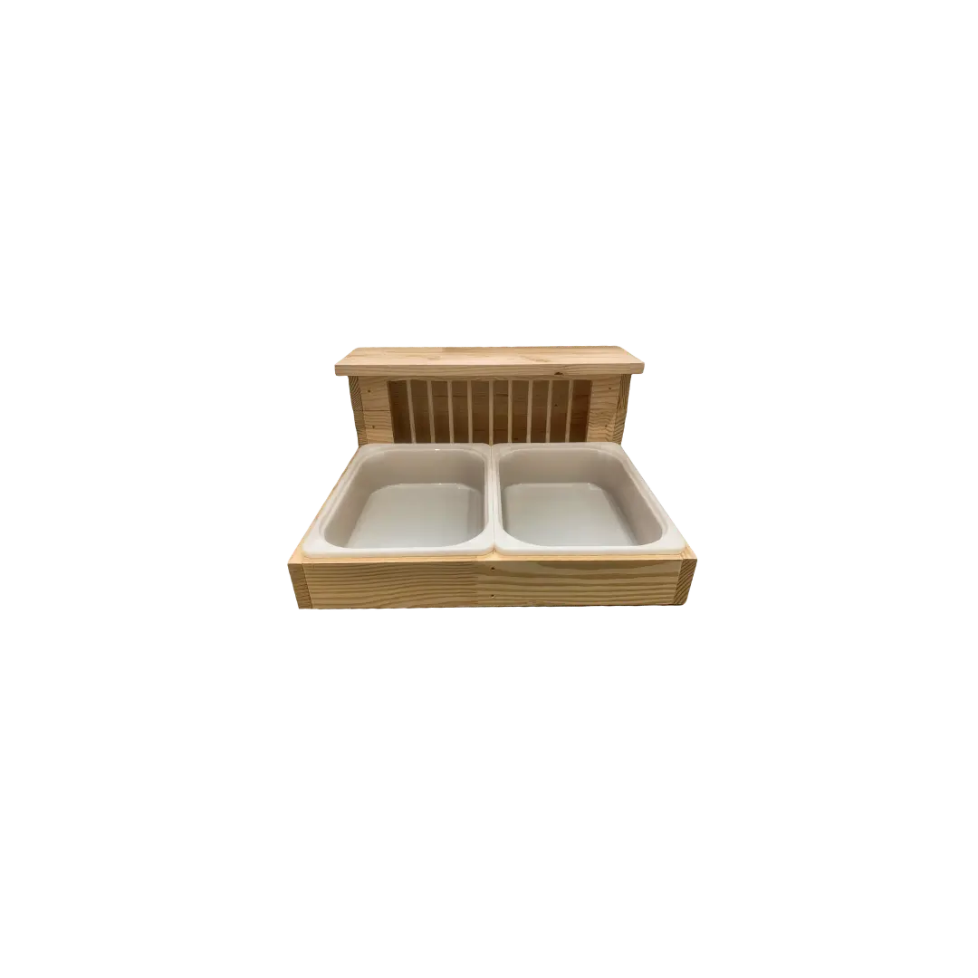 Litière double pour lapins avec râtelier intégré