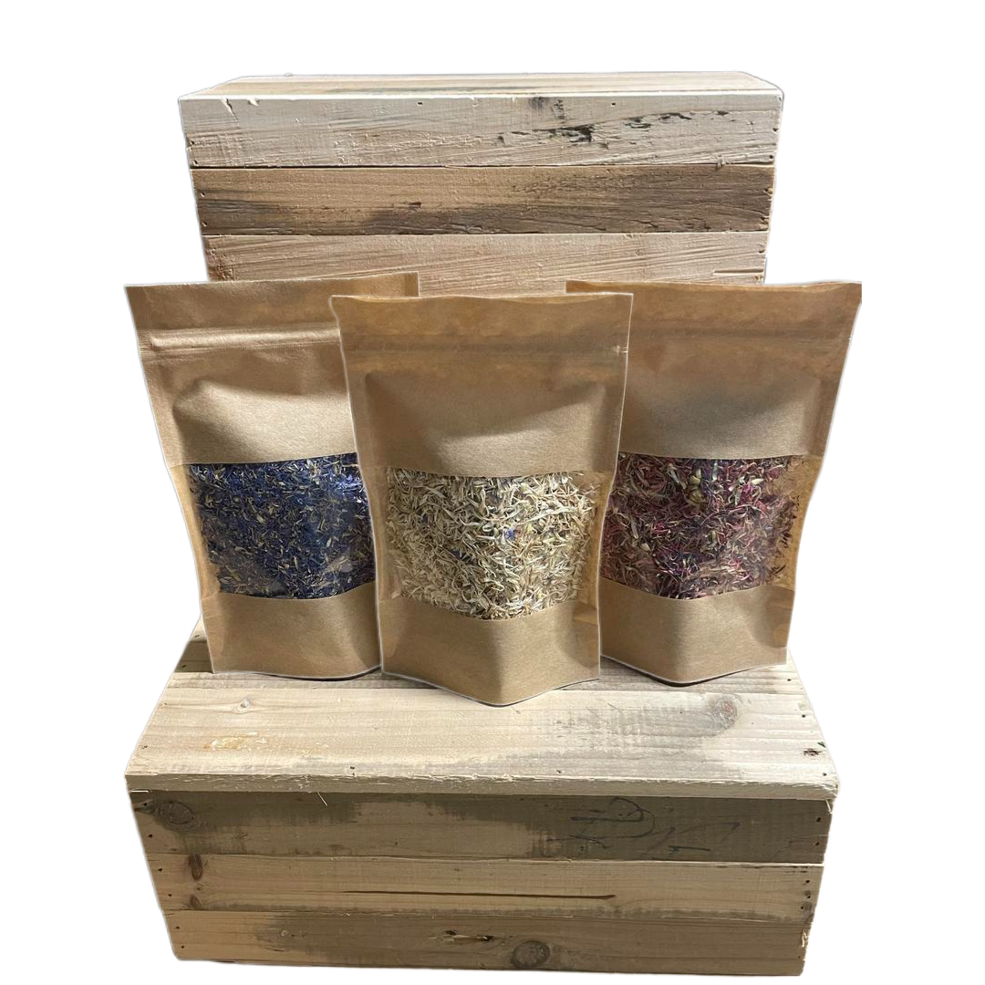 Pétale bleuet rouge, blanc et bleu